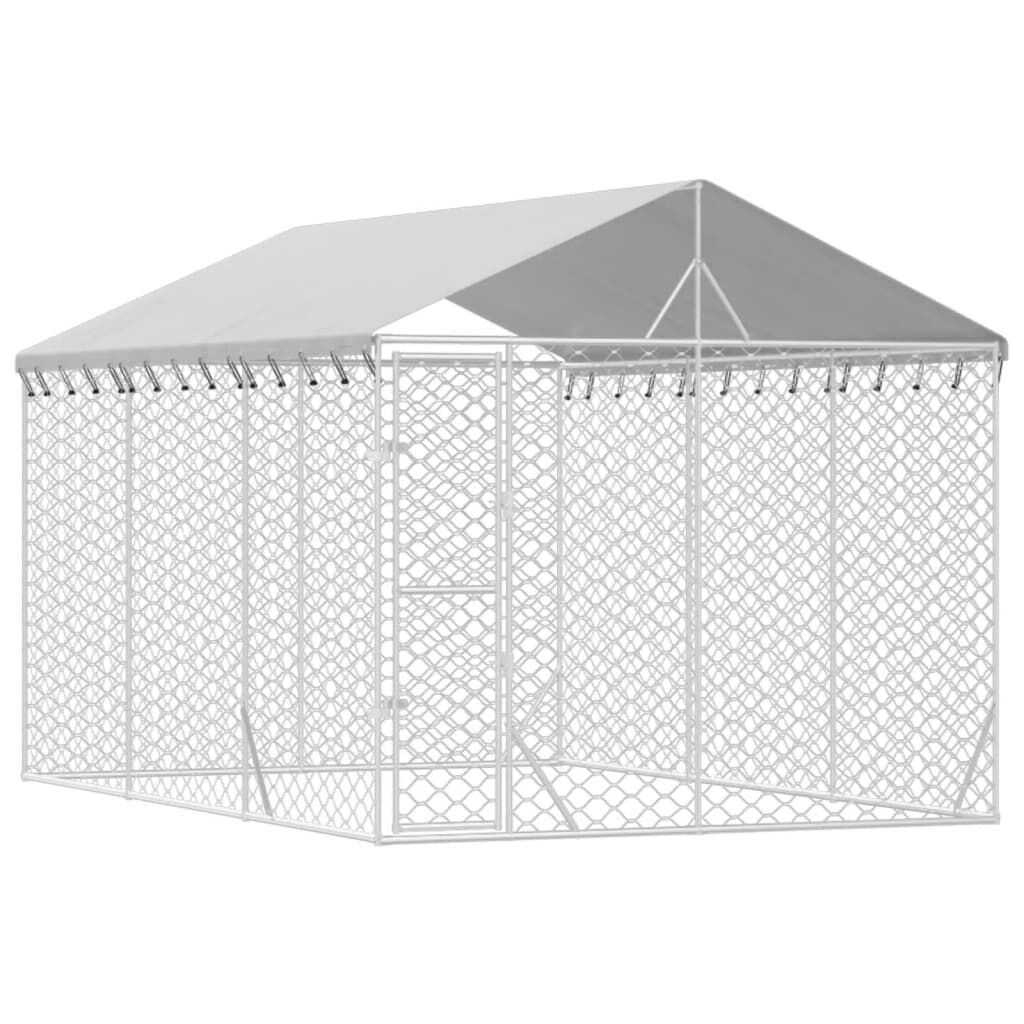 vidaXL Perrera de exterior con techo acero galvanizado plata 3x9x2,5 m, , large Imagen numero 9
